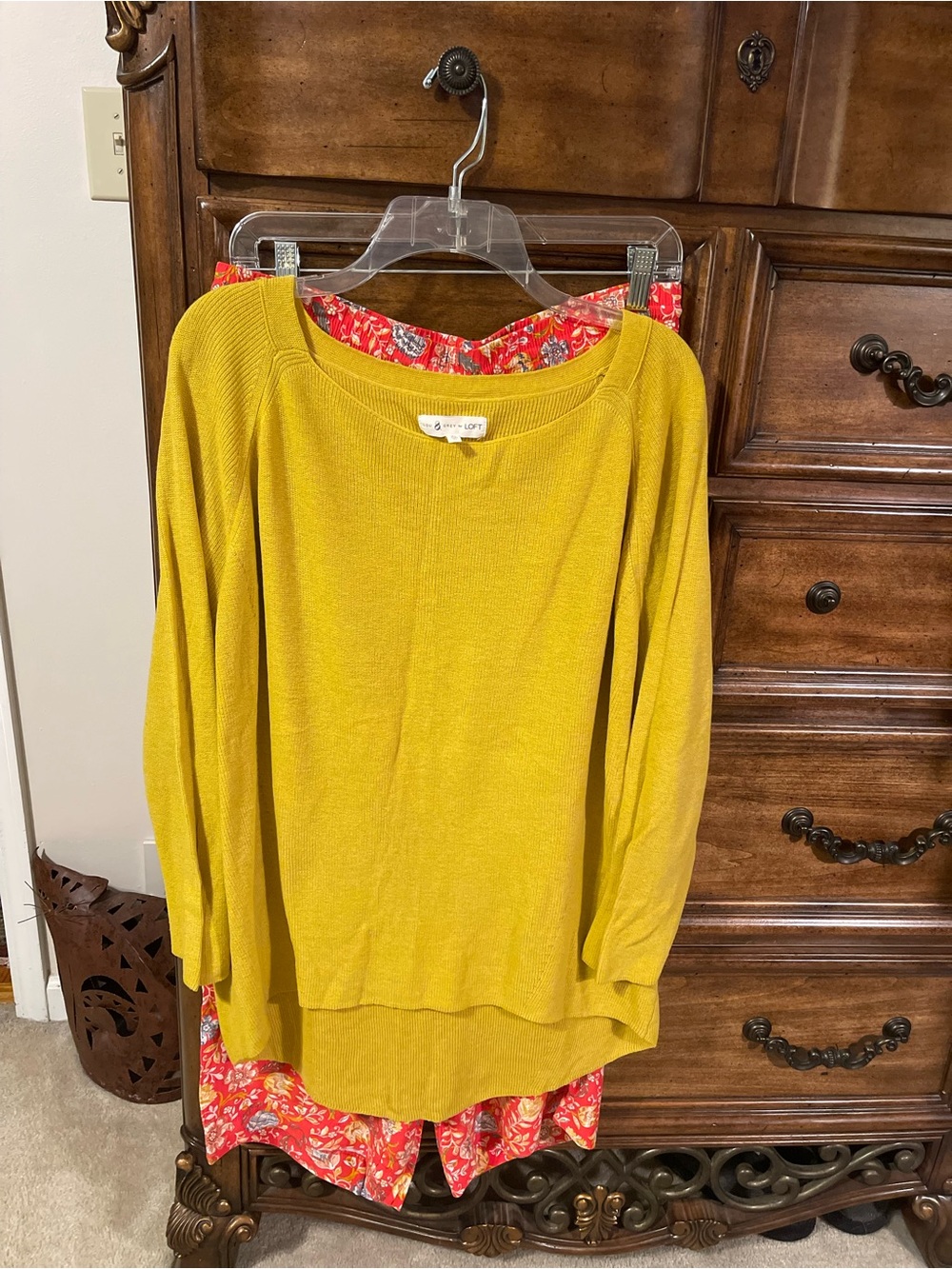 LOFT Mustard Yellow Scoopneck Lightweight Sweater